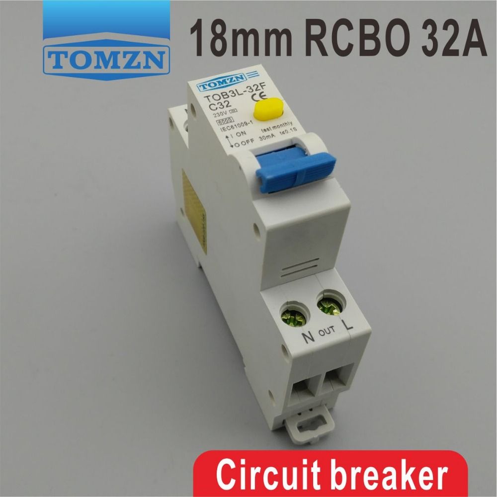 Residual 32A Circuit 1P+N RCBO TOB3L-32F 6KA Current 18MM