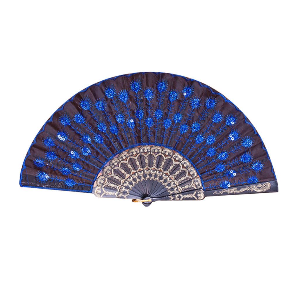 Party Dance Danc 8 Pattern Peacock Prom Folding Held Sequin 30^Fan Wedding Types Embroidered Hand