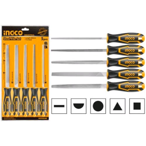 Ingco Wood File Set - 5pcs - 8" - 200mm