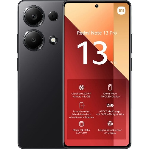 Redmi Note 13 Pro - 6.67" - 512GB ROM - 12GB RAM - 200MP - 4G LTE - Dual SIM - 5000mAh - Black