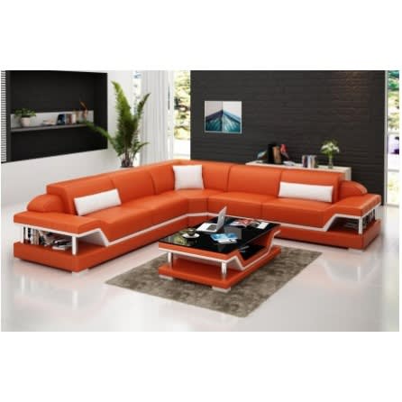 Orange Den Leather Set With Table