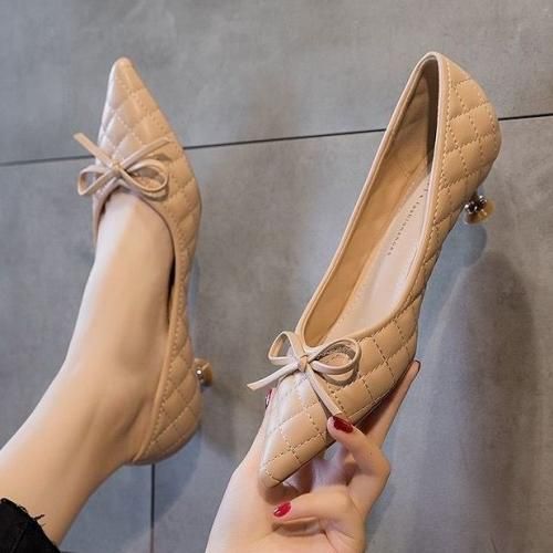 Ladies Classic Pointed Toe Fashion High Heels-Apricot