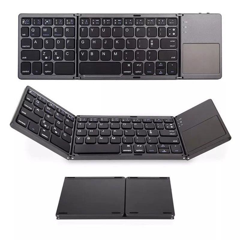 New Portable Mini Three Folding Bluetooth Keyboard Wireless Foldable Touchpad Keypad For IOS Android Windows Ipad Tablet