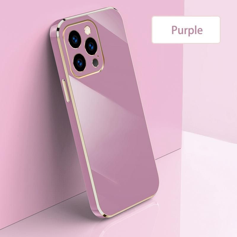 Ultra Thin Plating Phone Case for iPhone 14 Pro Lens Protection soft Phone Back Cover-Purple