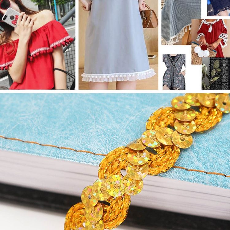 25m Wave Shape Sequins Lace Belt DIY Clothing Accessories