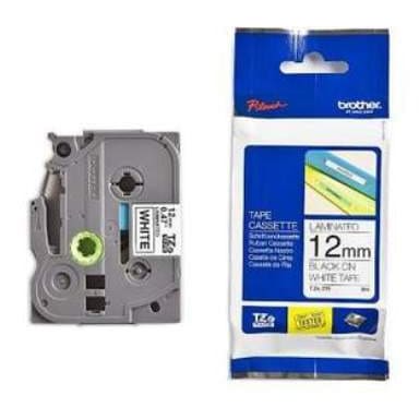 12mm Black On White Laminated Tape - 12tze231