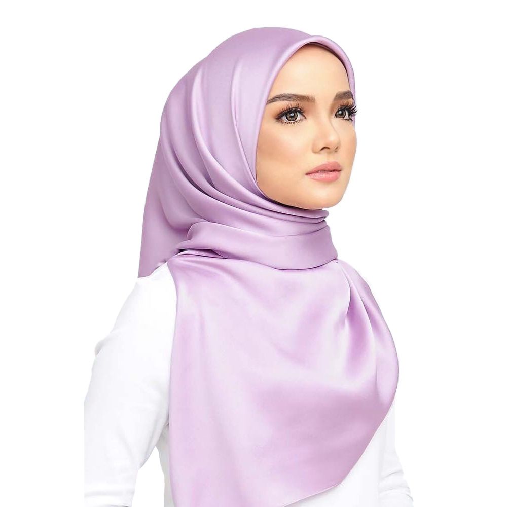 Bandana Scarf Silk Plain Hijab Office Lady Beach Muslim Girl Turban Shawl Lavender
