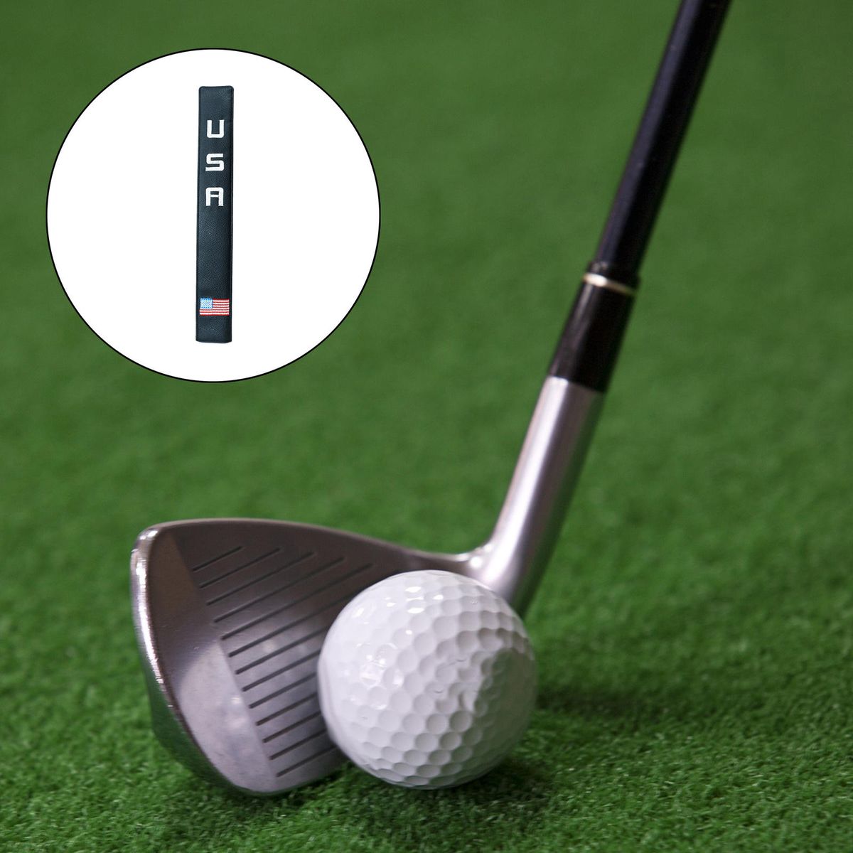 Golf Alignment Stick Cover Four  High Quality Leather Black
