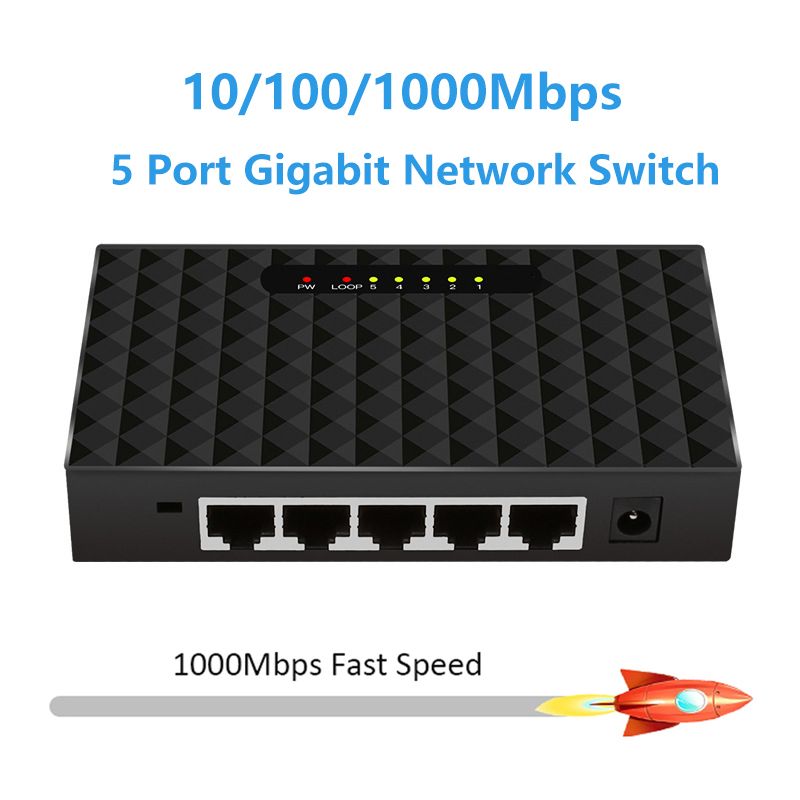 10 100 1000Mbps 5 Port Gigabit EU PLUG Network Switch