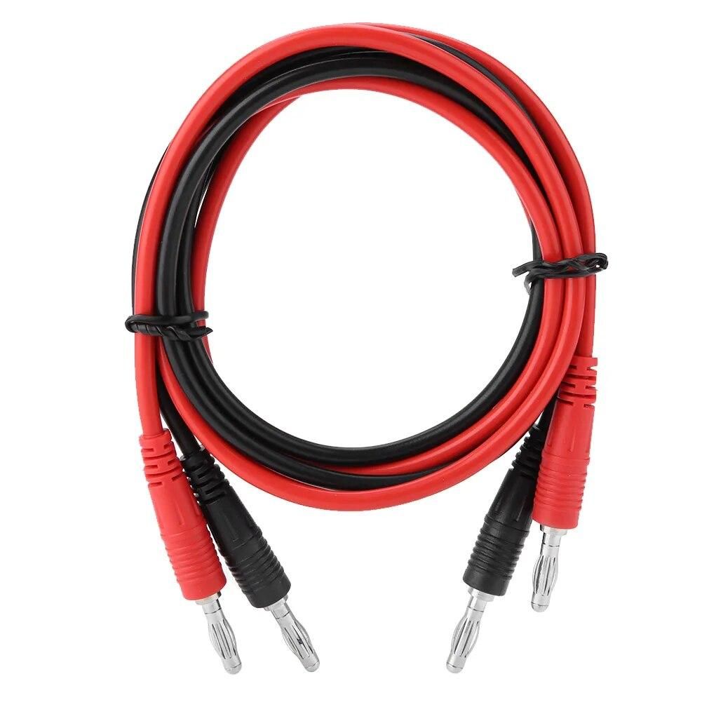 P1041  2Pcs Clips 4mm Banana Plug to Banana Plug Test Cable Multimeter Testing Cables Durable Wire&Conductive Metal