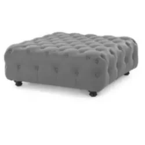 Leather Ottoman - Gray