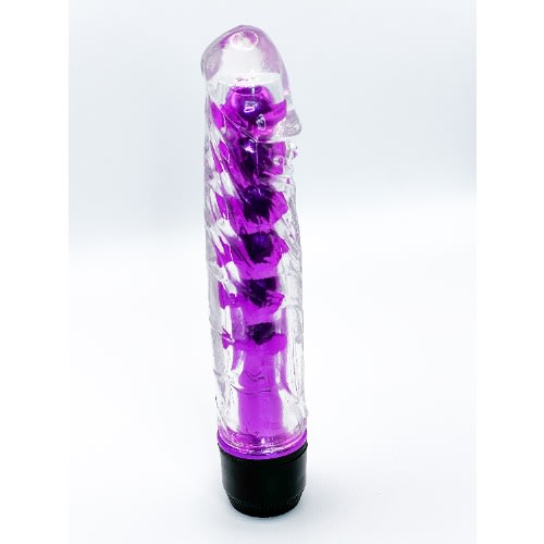 6.7" Glass Penis Dildo Vibrator - Purple