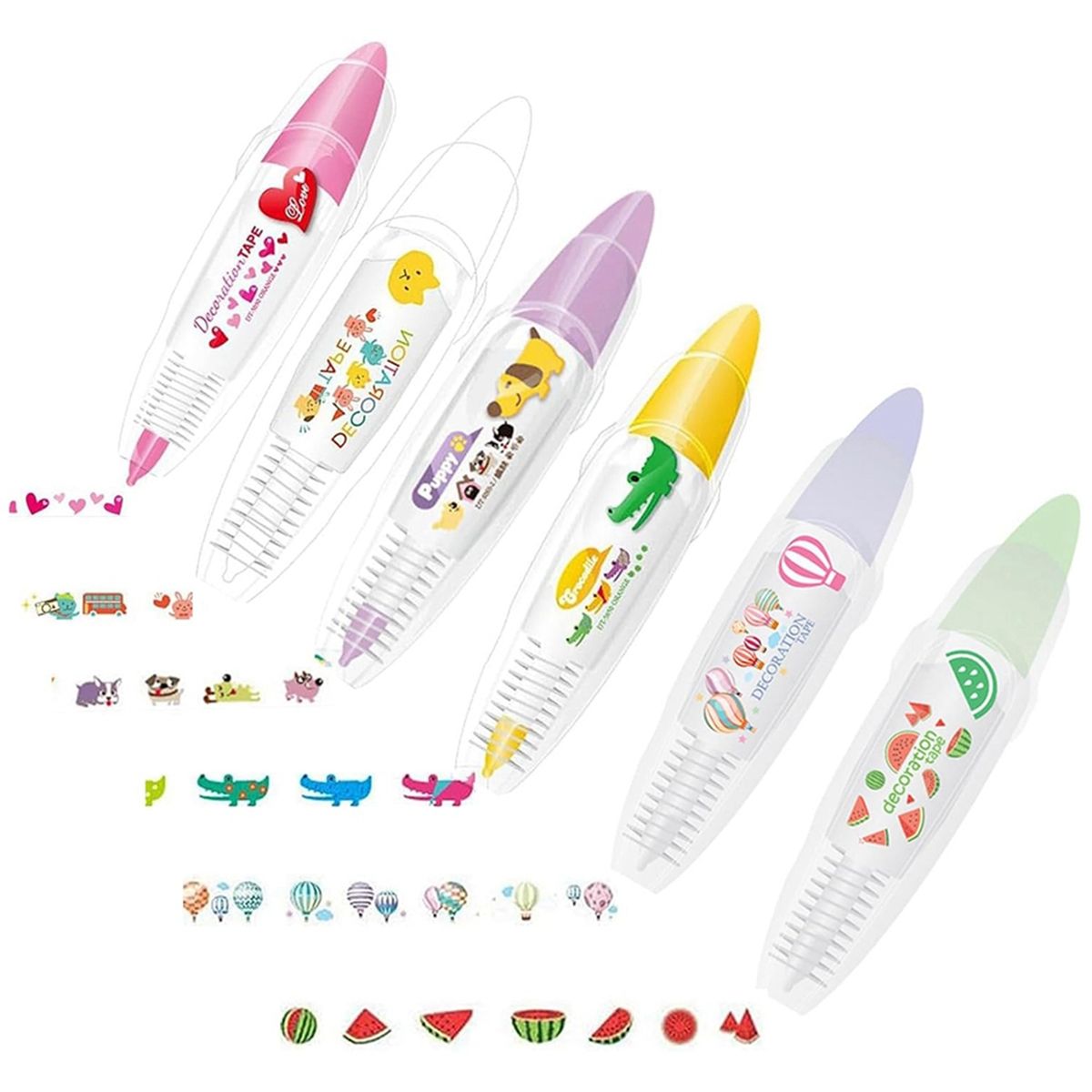 6PCS DIY Cute Animals Press Type Decorative Pen, Cute Animal