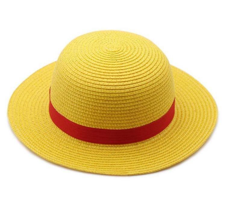 Fashion Cartoon Small Yellow Hat One Piece Anime Cosplay Straw Hat Summer Sunshade Beach Hat Performance Dress up Yellow 31cm