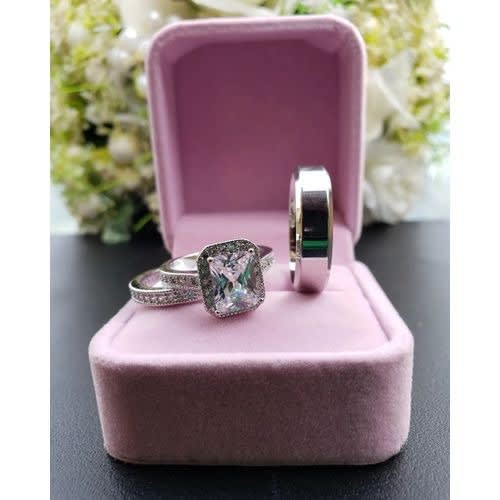 Couple Wedding Ring Set - Silver