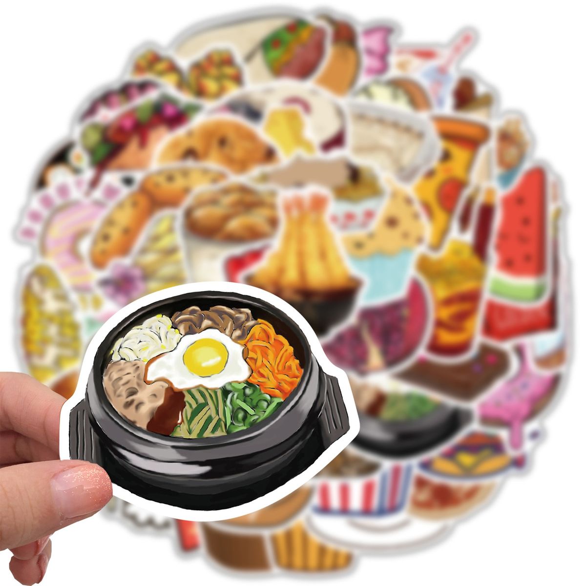 50PcsSet Laptop Stickers Cartoon Food Graffiti Decal E