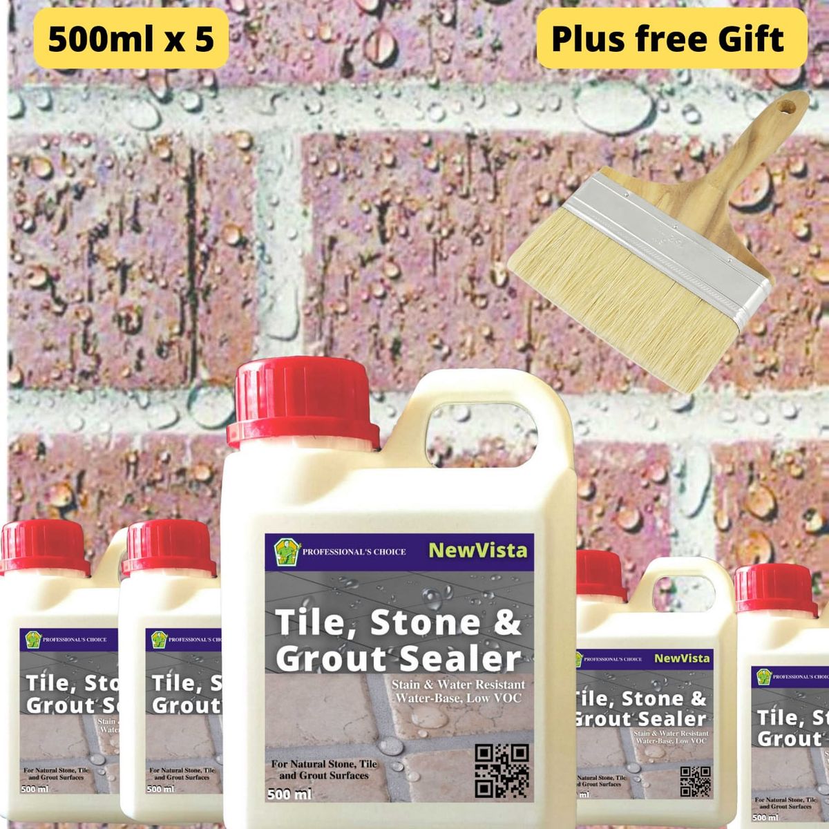 Tile, Stone And Grout Sealer- 500ml X5 (FREE BRUSH)