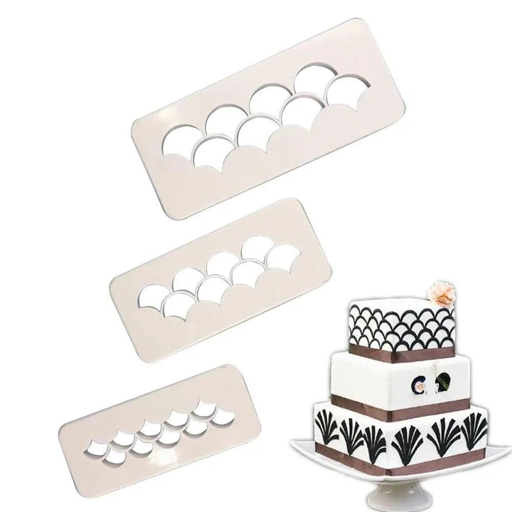 3Pcs/Set Fish Scale Pastry Decorating Easy Clean Baking Kitchen Geometry Fondant Cake Mold Tool Food Grade Plastic Cookie Cutter