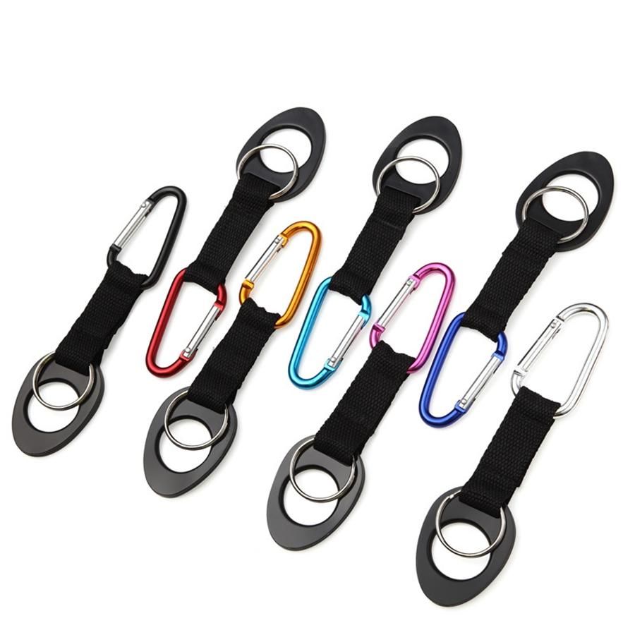 Silicone Mineral Water Bottle Carabiner Rubber Webbing Hang