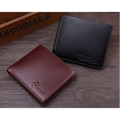 2 Piece Men's Leather Wallet - Black And Brown