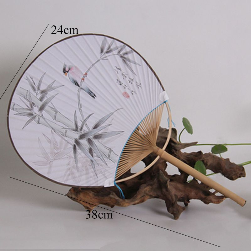 Fan Props Silk For Home Fashion Round Collection Style Material Bamboo Pu Cloth Fan Decoration Printing Old Shooting Paper