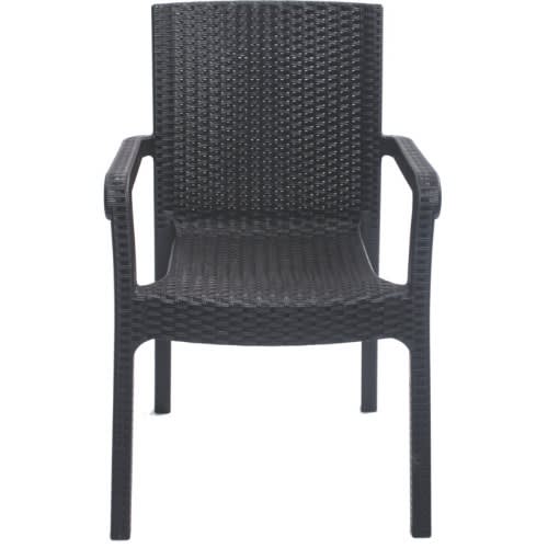 Malibu Monobloc Rattan Plastic Chair - Black