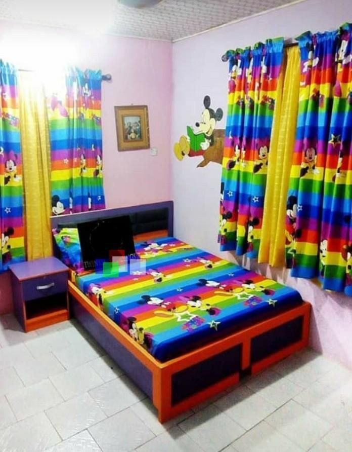 Rainbow Print Cotton Bed Spread With Pillowcases