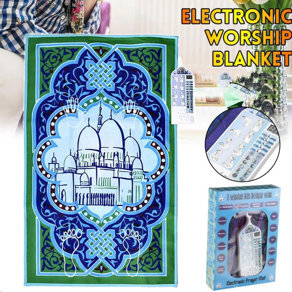 Children Prayer Mat Islamic Muslim Electronic Interactive Green E