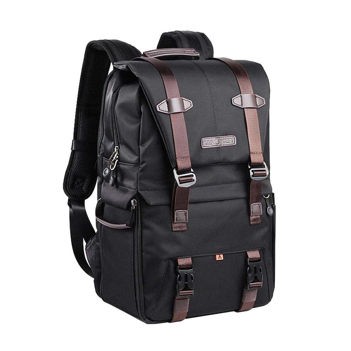K&F CONCEPT Camera Backpack Photography Storager Bag Side Open Available for 15.6in Laptop with Rainproof Cover Tripod Catch Straps for SLR DSLR Black