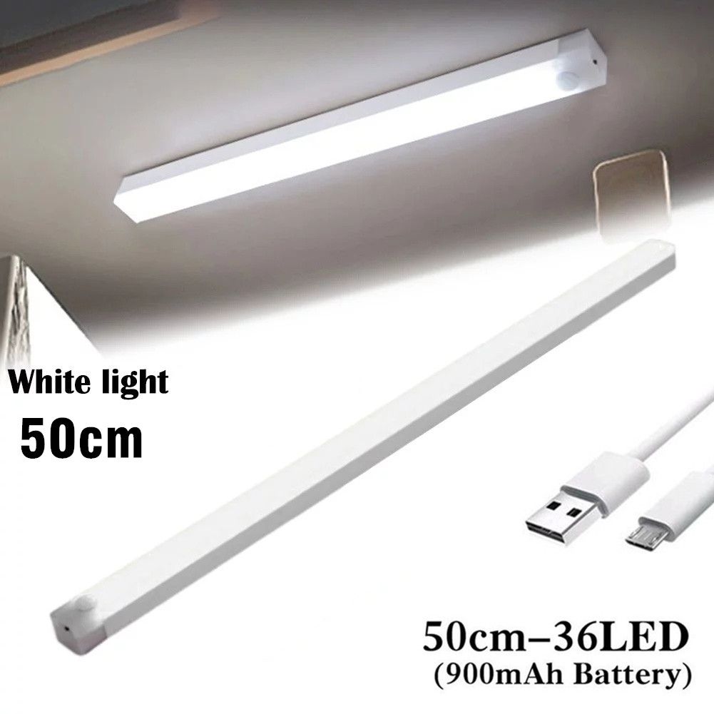 50CM LED Light Cabinet Light Rechargeable Motion Detector USB Night Light-White
