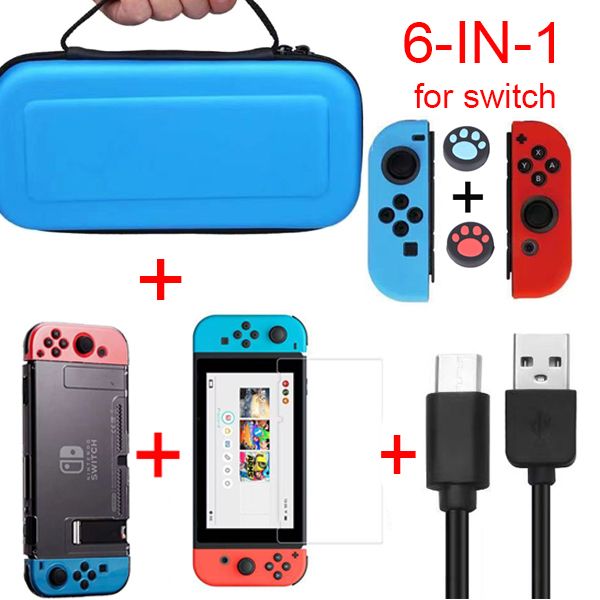 9 In 1 For Game Nintend Switch Nintedo Accessories Kit With Steer Wheel Handle Grips Silicone Case Nitendo Swich Joy-con