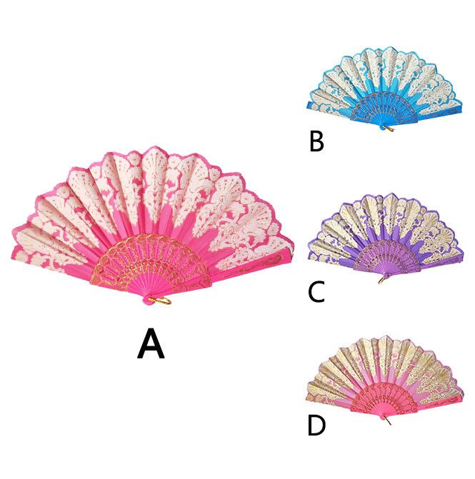 Held Fan Wedding Pattern Party Folding Hot Color Hand Solid Fan Folding 23cm Lace Paper Dance Folding Silk