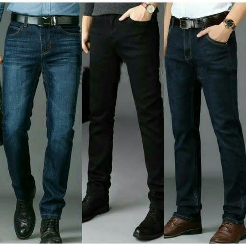 3 In 1 Stock Jeans For Men - Black + Dark Blue + Wash Blue