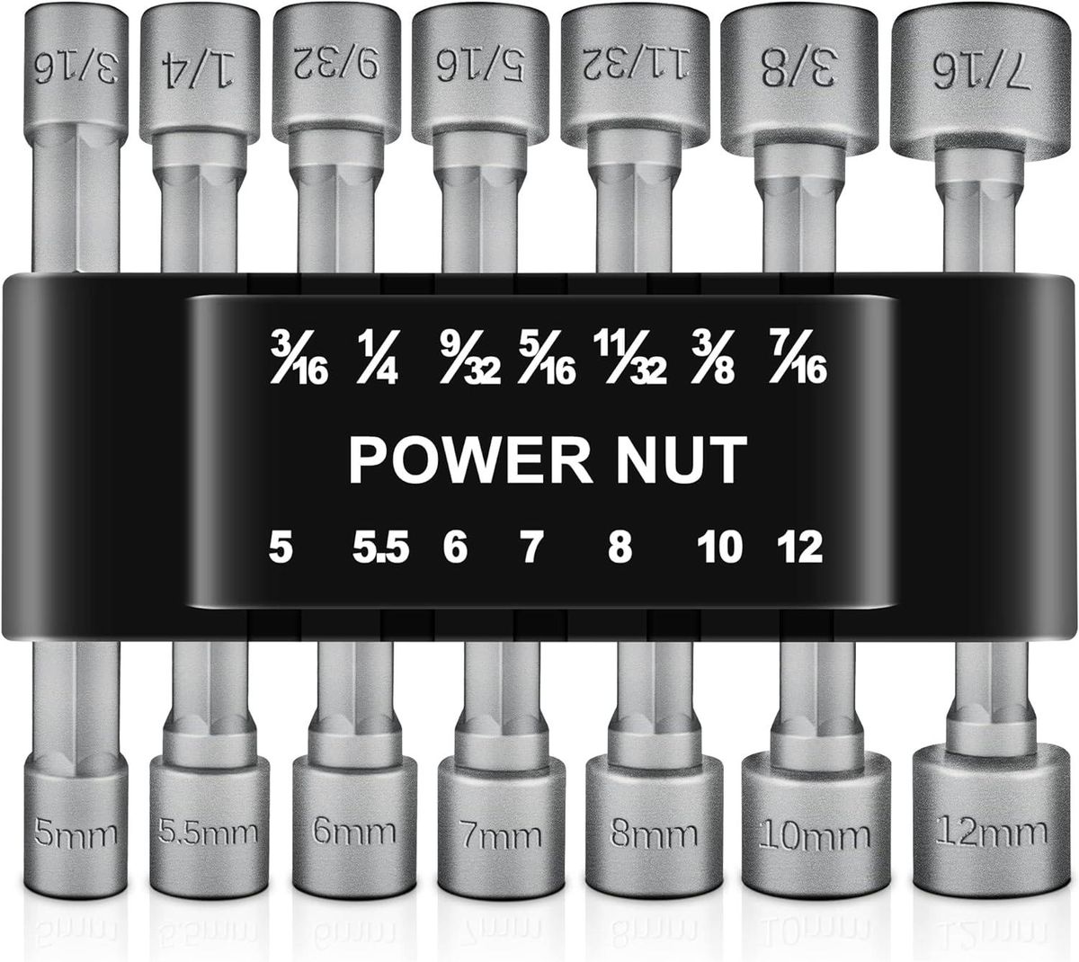 14 Piece Power Nuts Driver Drill Bit Tools Set, 1/4 inch Driver Hex Metric & SAE Socket Wrench Screw for Power Tools