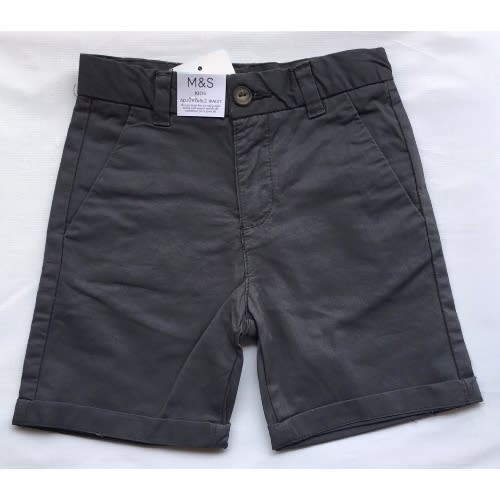 Kids Adjustable Waist Cotton Chino Shorts - Charcoal