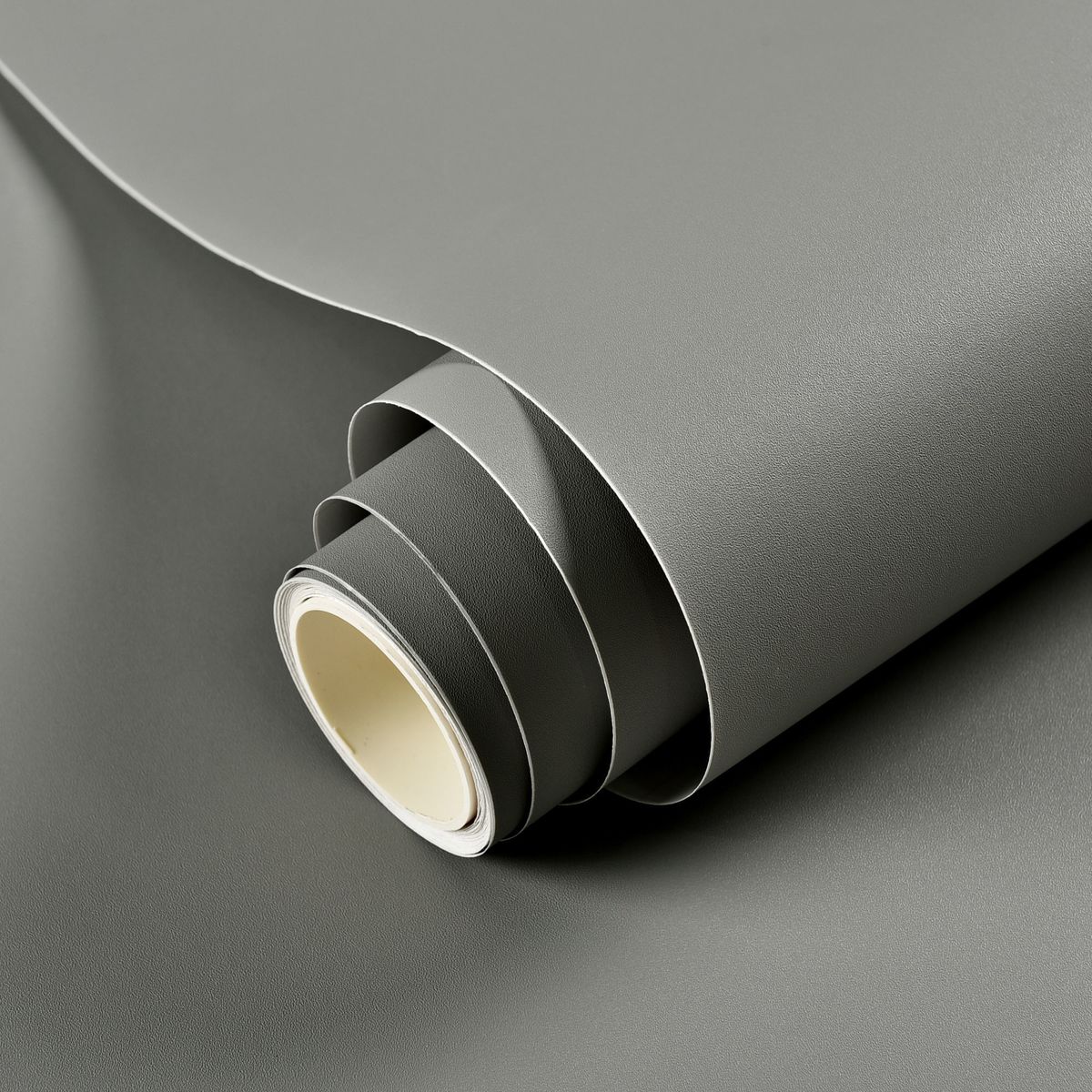 Vinyl Decorative Stickers Waterproof Wallpaper Self Adhesive Solid Color Plain Sticker For Bedroom Living Room Renovation Paster-Matt Grey