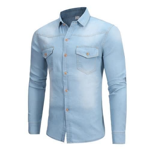 Casual Denim Men's Shirt - Blue
