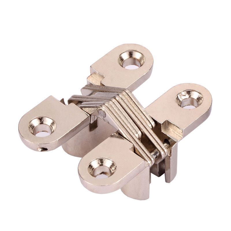 (2 Pieces Of Silver)Mhomera 4Pcs 2Pcs Hidden Hinges Invisible Concealed Cross Hinge Bearing 180Degree For Box Folding Window Furniture DIY 12x42mm