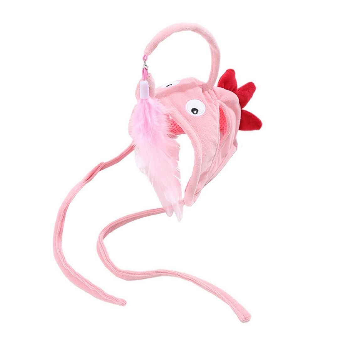 Head-Mounted Cat Toys Self-Hey Interacting Pet Toy Spring Feather Funny Cat Stick Foot-Wearing Resilient Pet Toys B