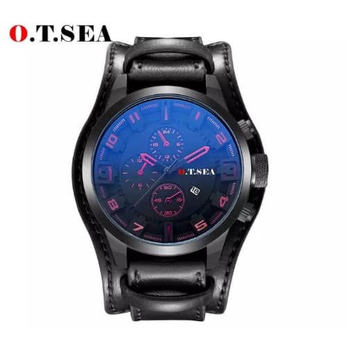 Leather Sports Quartz Men Military Wrist Watch