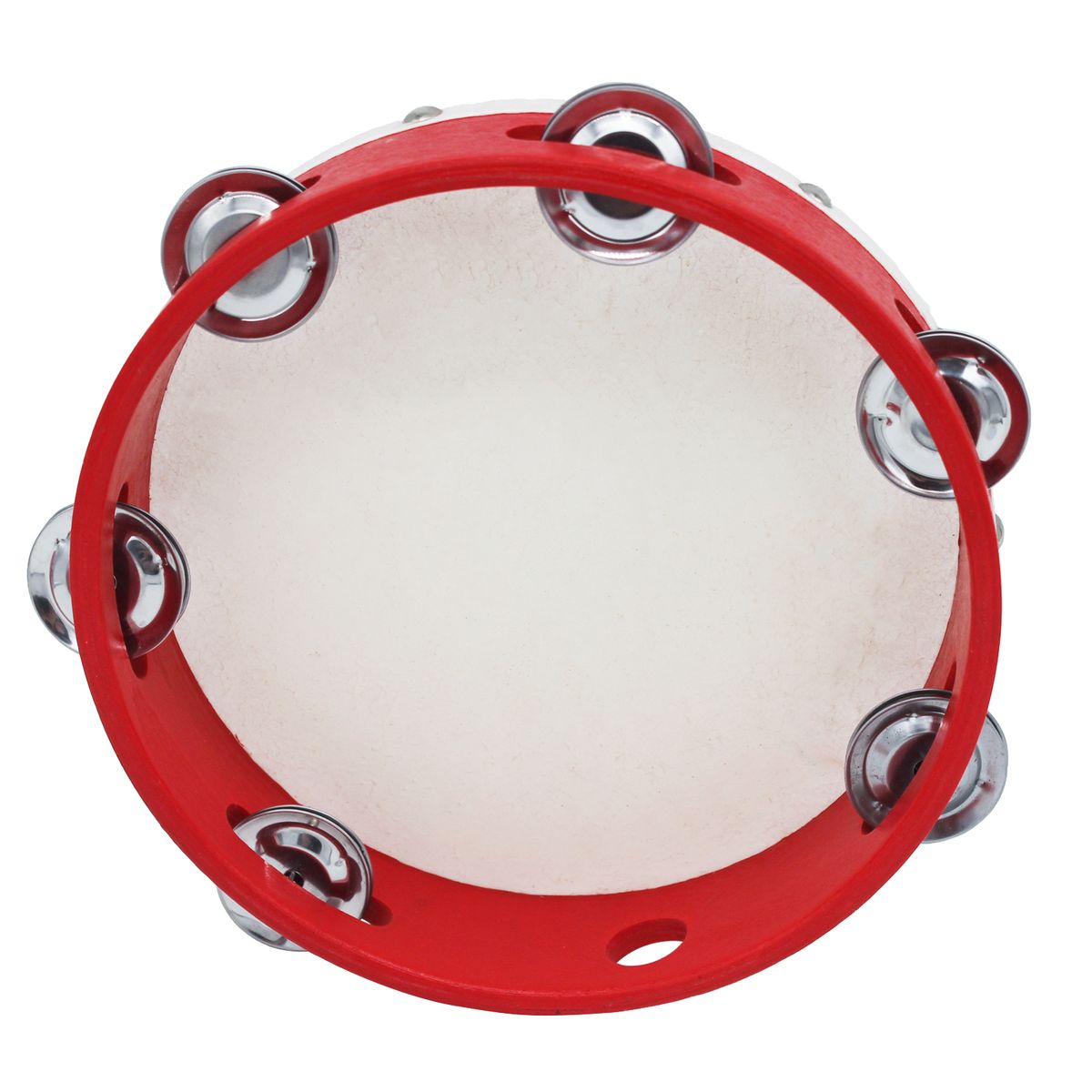 8 Inch Hand Tambourine With Metal Single Row 6pcs Metal