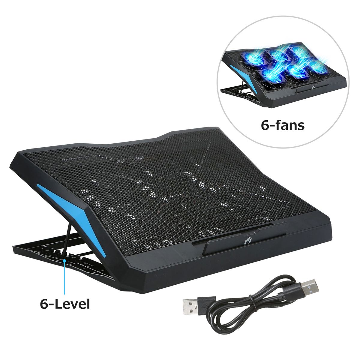 Foldable Laptop Cooler 6-fan Stand Low Noise 6-level For 17"