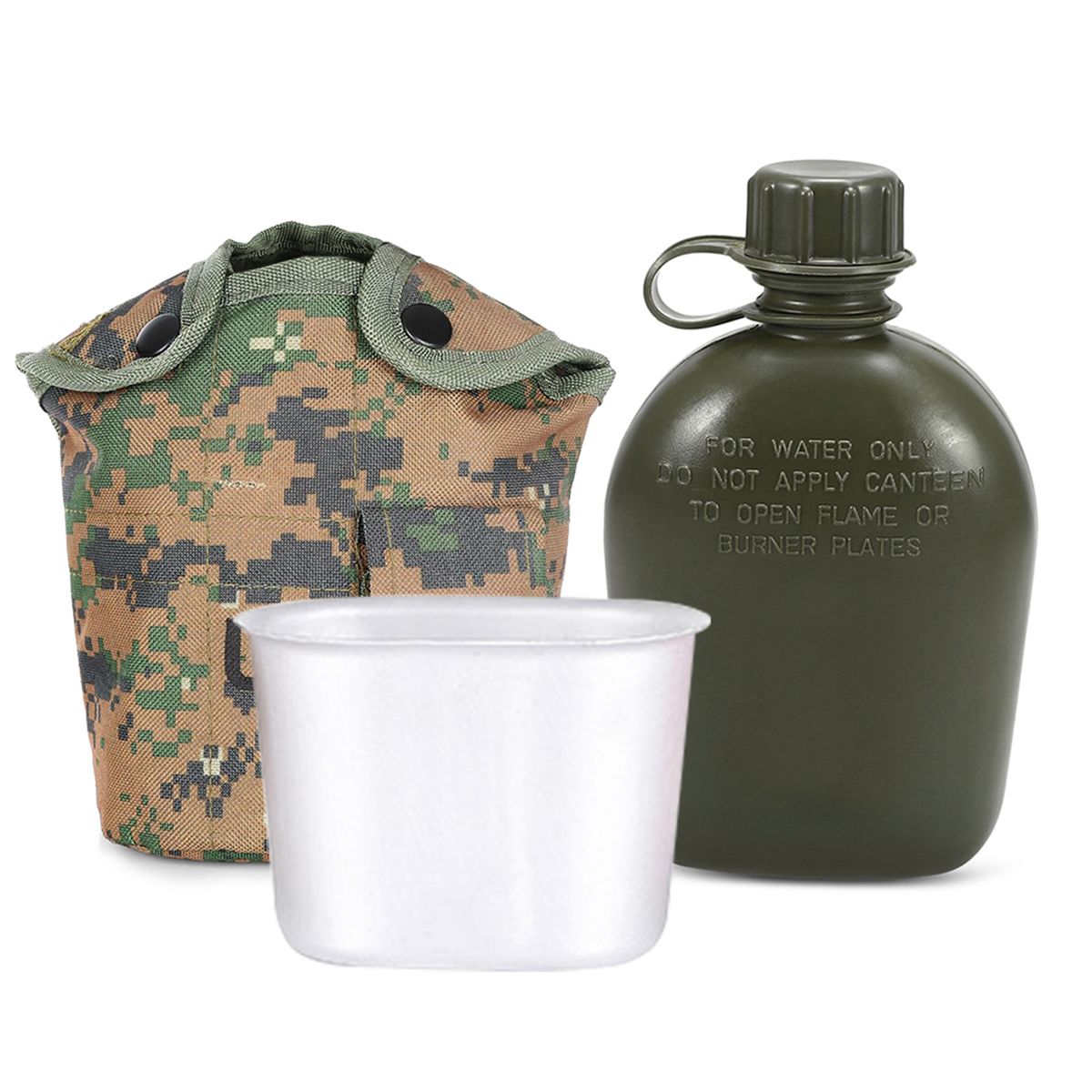 3 Piece Canteen Kit With Aluminum Cup And Cover For Outdoor