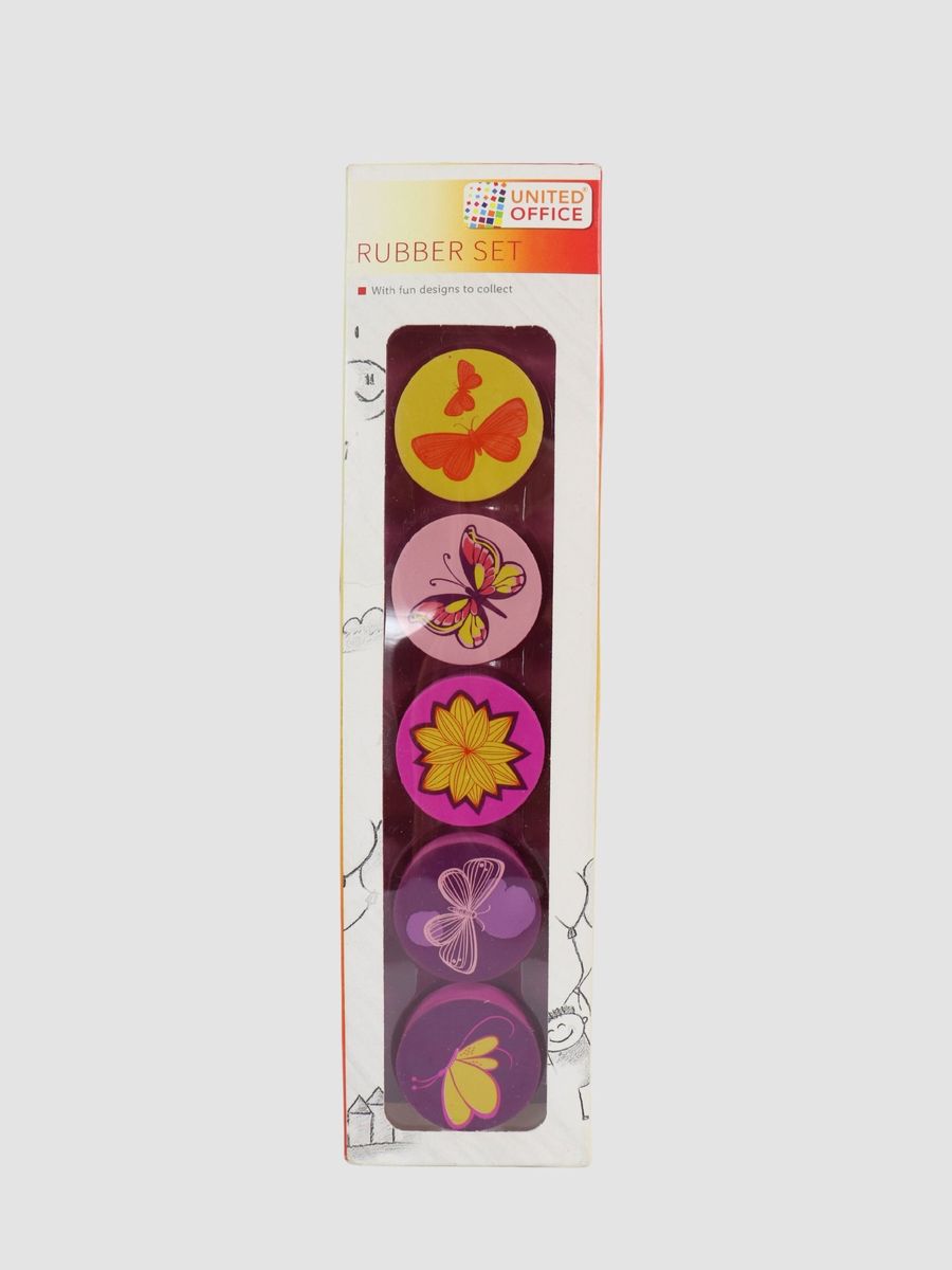 5 Pk Eraser Set Butterfly