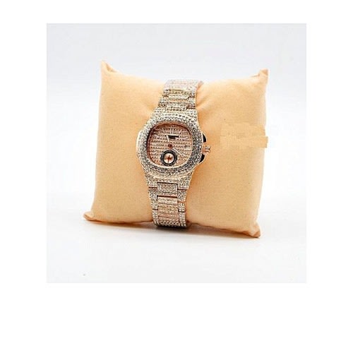 Ice'd Studded Chronograph Watch - Rose Gold