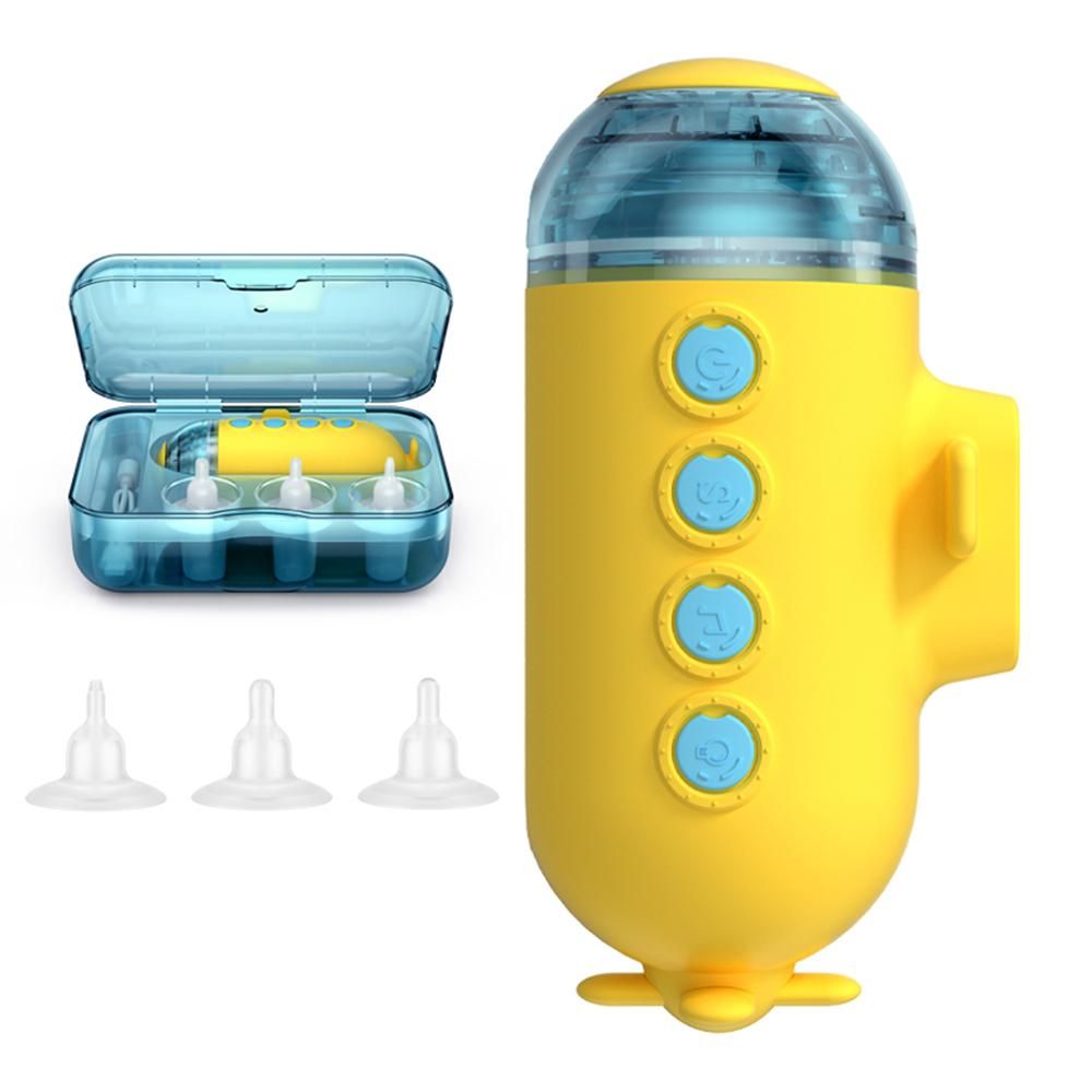 Cute Electric Baby Nasal Aspirator Automatic Nose Sucker for Infants Baby Nose Cleaner 3 Suction Levels Low Noise Anti-backflow IPX6 Waterproof Built-in Battery LED Light Soothing Music with Storage Case 3pcs Silicone Suction Tips