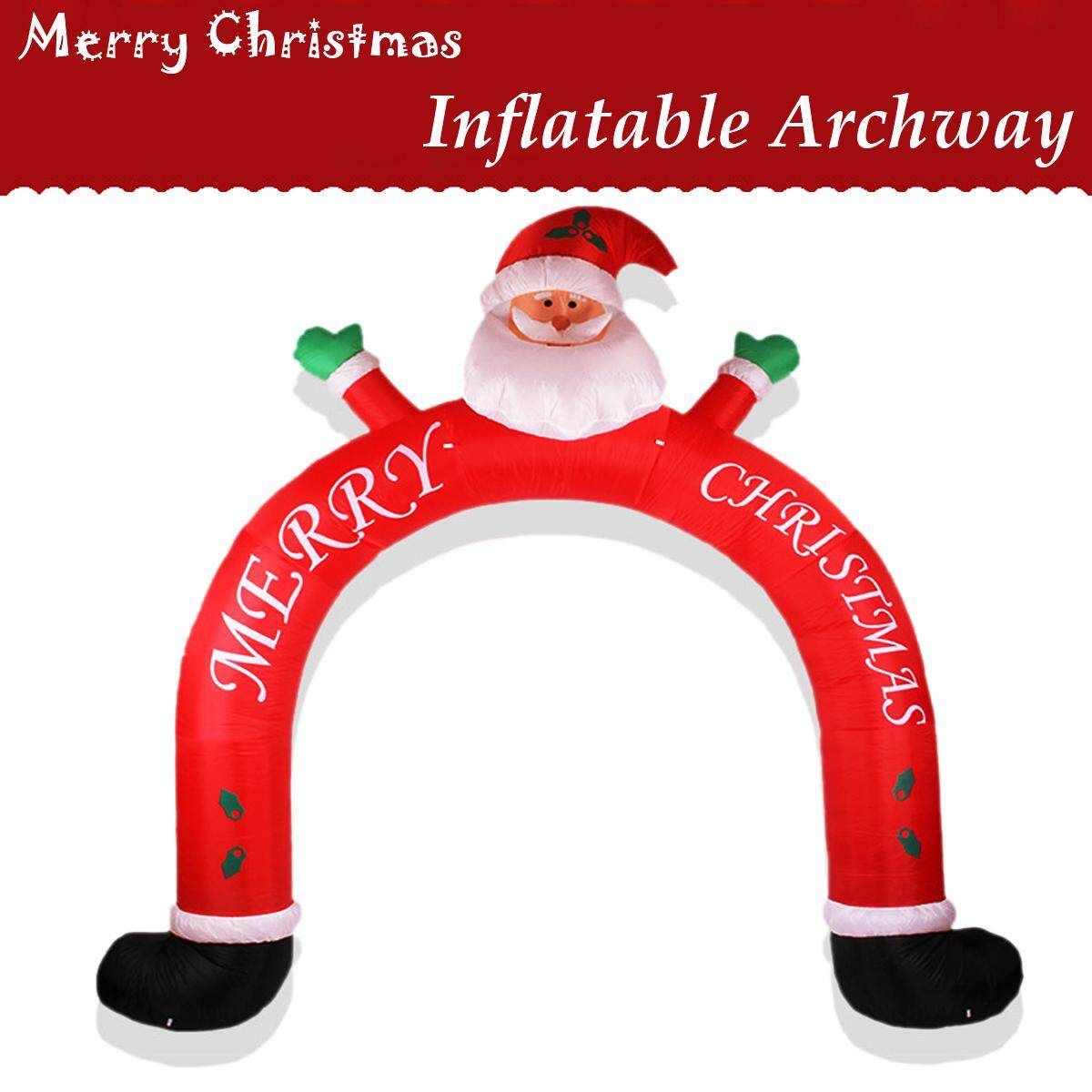 3 Meter Tall Lighted Christmas Inflatable Archway With Santa Claus And Snowman Party Decoration Red