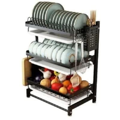 Wall Mounted Stainless Steel Plate Rack - 3 tier