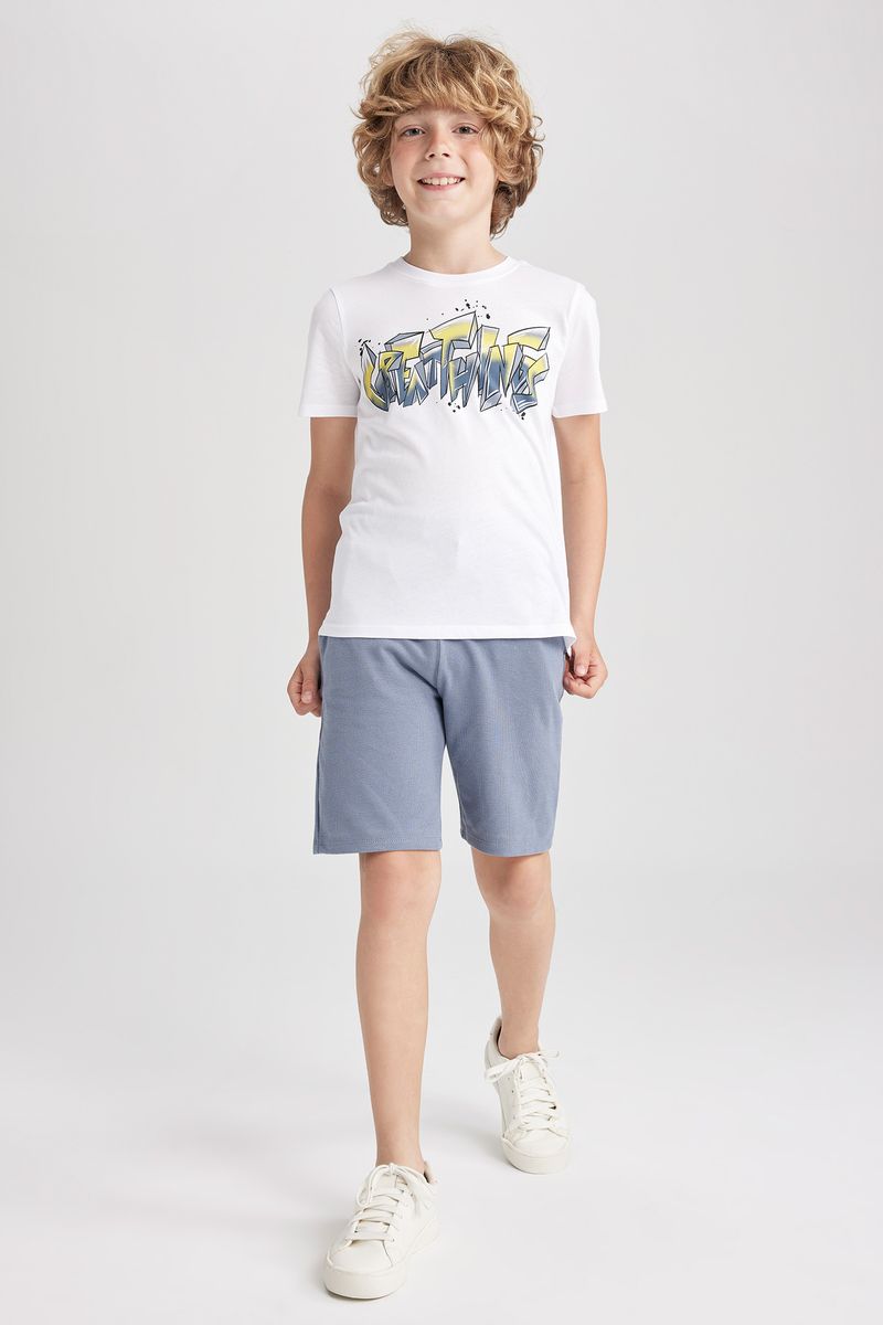 2 Piece Boy Casual Regular Fit Short Sleeve Set - White