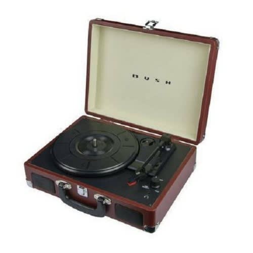 Bush Classic Retro Mini Case Record Player - Brown